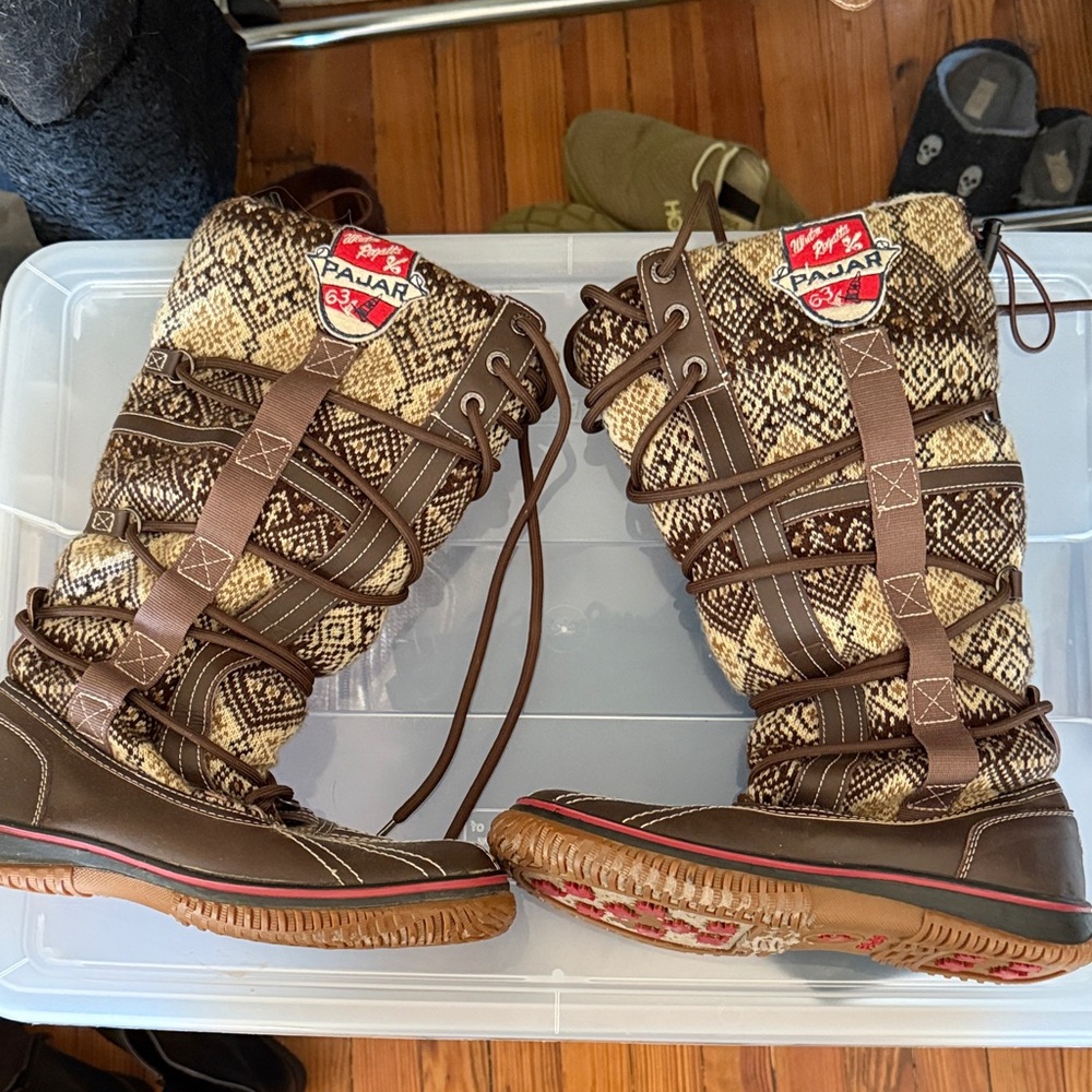 Pajar Women's Brown and Cream Patterned Winter Boots
